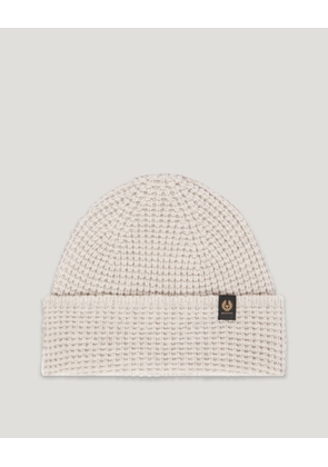Belstaff Tuck Rib Beanie Hat Unisex's Lambswool Silver Birch Size One Size