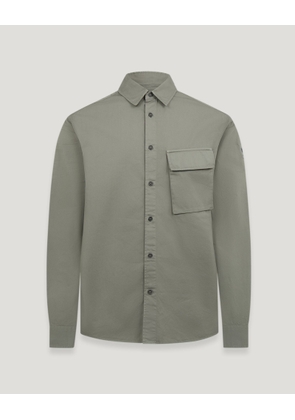 Belstaff Scale Shirt Men's Garment Dye Cotton Sage Green Size 2XL