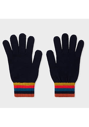 Paul Smith Navy Blue Merino Wool 'Artist Stripe' Gloves