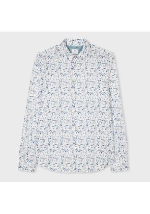 PS Paul Smith Tailored-Fit White 'Runner Bean' Print Shirt