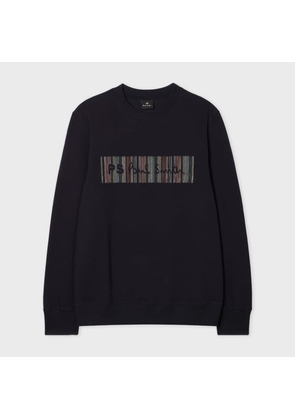 PS Paul Smith Navy Embroidery Logo Cotton-Blend Sweatshirt Blue