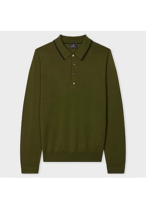 PS Paul Smith Green Merino Wool Polo Sweater