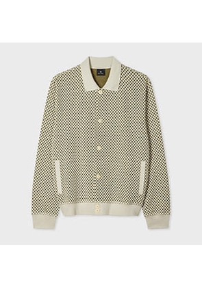 PS Paul Smith Khaki Cotton-Blend Jacquard Cardigan White