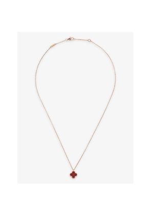 Van Cleef & Arpels Sweet Alhambra Gold and Carnelian Necklace