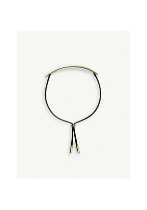 Womens Shaun Leane Quill Yellow Gold-Plated Vermeil Silver and Leather Bracelet