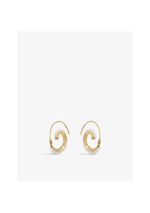 Womens La Maison Couture Amadeus Venus 14ct Yellow-Gold Vermeil and Pearl Hoop Earrings