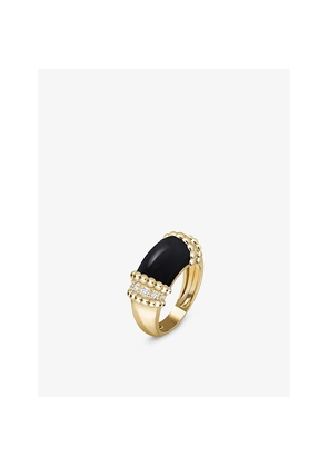 Van Cleef & Arpels Perlée 18ct Yellow-Gold 0.3 Round-Cut Diamond and Onyx Ring