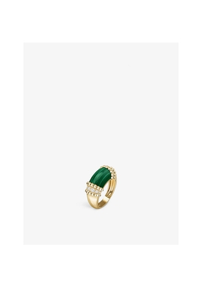 Van Cleef & Arpels Perlée Couleurs 18ct Yellow-Gold, 0.3ct Brilliant-Cut Diamond and 8.5ct Malachite Ring