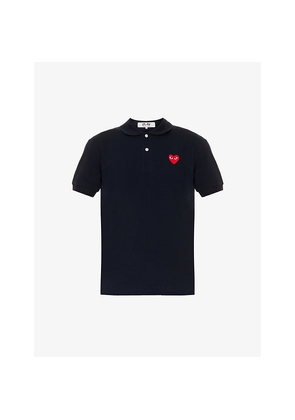 Mens Comme Des Garcons Play Logo-Appliqué Cotton-Piqué Polo Shirt