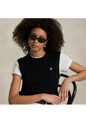 Cable-Knit Cotton Cropped Vest