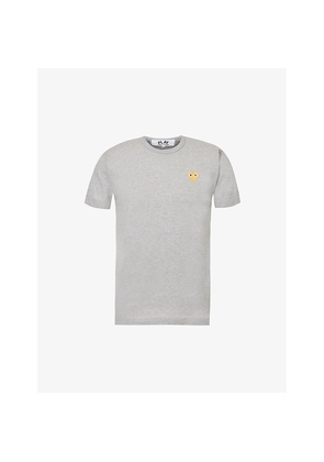 Mens Comme Des Garcons Play Logo-Embroidery Cotton-Jersey T-Shirt