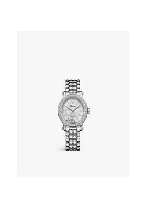 Chopard 278602-3004 Happy Sport Oval Stainless Steel and Diamond Watch