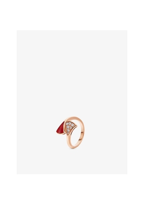 Bvlgari Diva's Dream 18ct Rose-Gold, Carnelian and 0.08ct Brilliant-Cut Diamond Ring