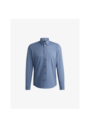 Mens Boss Regular-Fit Logo-Embroidered Cotton-Twill Shirt