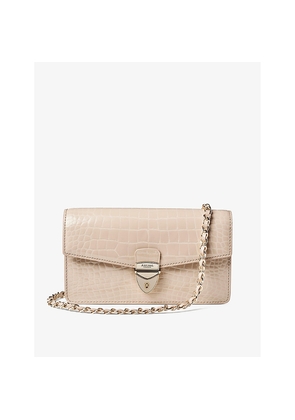 Womens Aspinal Of London Mayfair Croc-Effect Leather Clutch Bag