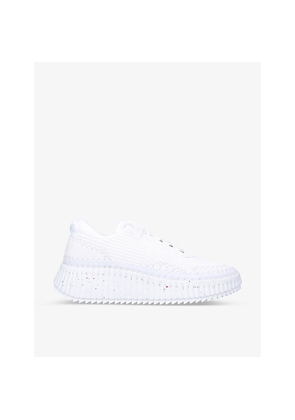 Womens Chloe Nama Embroidered Suede and Mesh Trainers