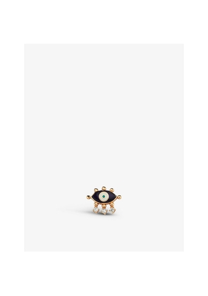 Womens La Maison Couture Selda Jewellery Evil Eye 14ct Rose-Gold, 0.08ct Diamond and Enamel Single Stud Earring