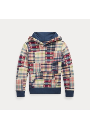 Plaid Patchwork-Print Fleece Hoodie