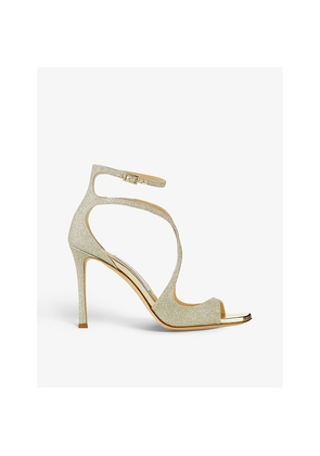 Womens Jimmy Choo Azia Strappy 95 Glitter-Woven Heeled Sandals