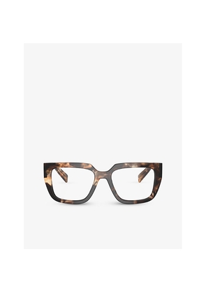 Womens Prada Pr A03V Square-Frame Tortoiseshell Acetate Eye Glasses