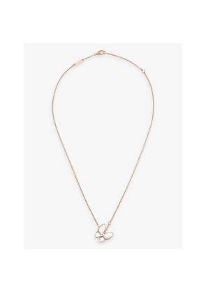 Van Cleef & Arpels Two Butterfly Rose-Gold, Mother-Of-Pearl and 0.19ct Marquise-Cut Diamond Necklace