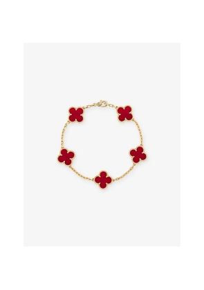Van Cleef & Arpels Vintage Alhambra Yellow-Gold and Carnelian Bracelet