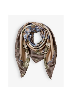 Womens Aspinal Of London Signature Print Silk Scarf
