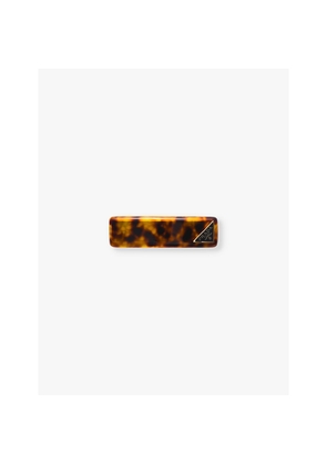 Womens Prada Branded Tortoiseshell-Pattern Metal Hairclip