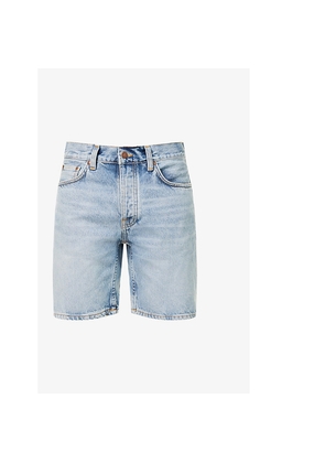 Mens Nudie Jeans Seth Brand-Patch Regular-Fit Denim Shorts