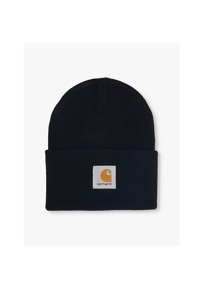 Mens Carhartt WIP Acrylic Watch Logo-Patch Knitted Beanie Hat