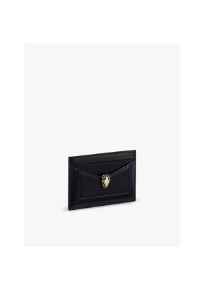Womens Bvlgari Serpenti Forever Snakehead-Embellished Leather Card Holder
