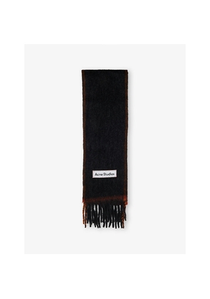 Acne Studios Logo-Patch Narrow Textured-Knit Scarf