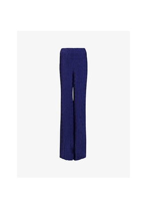 Womens Leem Wide-Leg High-Rise Plisse Woven Trousers