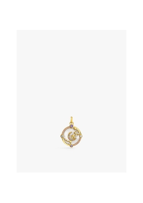 Womens Thomas Sabo Crescent Moon 18ct Yellow Gold-Plated Sterling Silver, Enamel and Zirconia Pendant