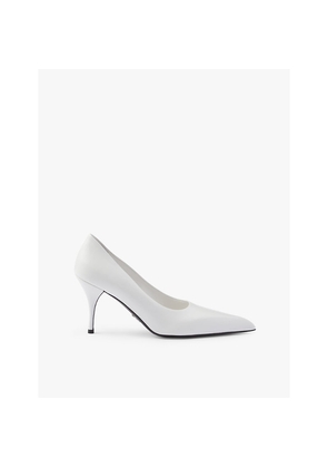 Womens Prada Pointed-Toe Leather Heeled Courts