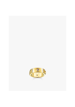 Womens Thomas Sabo Cosmic 18ct Yellow-Gold Sterling Silver and Zirconia Band Ring