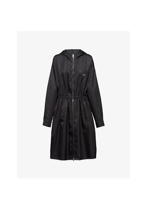 Womens Prada Re-Nylon Logo-Badge Relaxed-Fit Nylon Raincoat