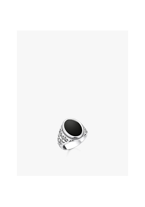 Womens Thomas Sabo 925 Sterling-Silver, Zirconia and Onyx Signet Ring