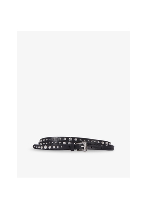 Womens The Kooples Studded Thin Double-Wrap Leather Belt