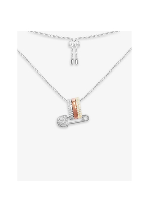 Womens Apm Monaco Multicolor Pin Sterling-Silver and Zirconia Adjustable Necklace