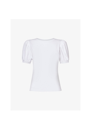 Womens Paige Matcha Puffed-Sleeve Cotton-Jersey T-Shirt