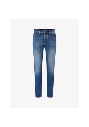 Mens Boss Regular-Fit Tapered-Leg Stretch-Denim Jeans