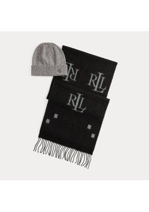 Logo Jacquard Scarf & Rib-Knit Beanie Set