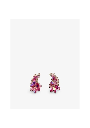 Womens Jennifer Gibson Jewellery Pre-Loved Rhodium-Plated and Crystal Clip-On Climber Earrings