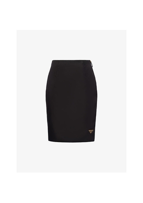 Womens Prada Re-Nylon Brand-Plaque High-Rise Nylon Mini Skirt