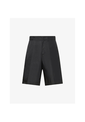 Mens Prada Bermuda Brand-Plaque Nylon Shorts