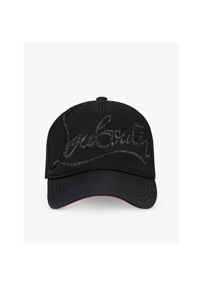 Christian Louboutin Rocknride Rhinestone-Embellished Neoprene and Mesh Baseball Cap