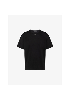 Mens Prada Logo-Print Crewneck Stretch-Cotton T-Shirt