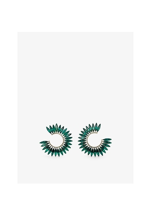 Womens Jennifer Gibson Jewellery Pre-Loved Silver-Toned Metal and Crystal Hoop Earrings