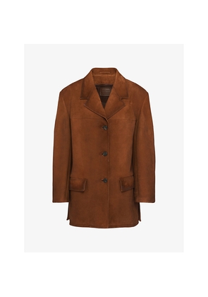 Womens Prada Single-Breasted Suede Jacket